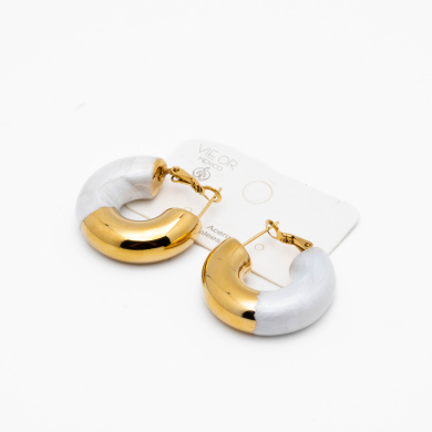ARETES ZO13244E DORADO BLANCO Acero Inxidable F34