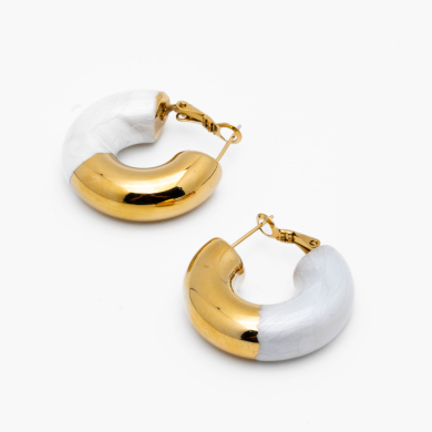 ARETES ZO13244E DORADO BLANCO Acero Inxidable F34