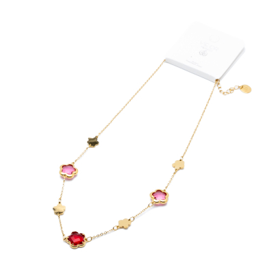 COLLAR ZO14519N/10MM/40+5CM DORADO ROJO Acero Inxidable E59