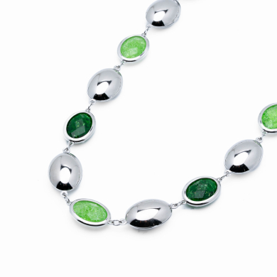 COLLAR ZO13945N PLATEADO VERDE Acero Inoxidable E58