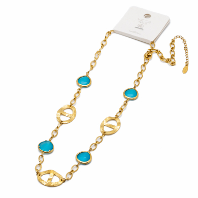 COLLAR ZO13489N DORADO AZUL Acero Inoxidable E59