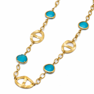 COLLAR ZO13489N DORADO AZUL Acero Inoxidable E59