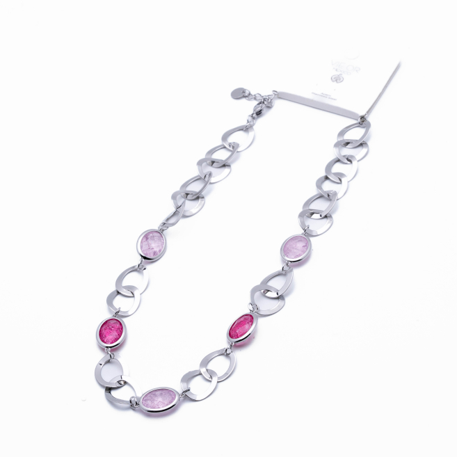 COLLAR ZO13941N PLATEADO ROSA Acero Inxidable 2D58