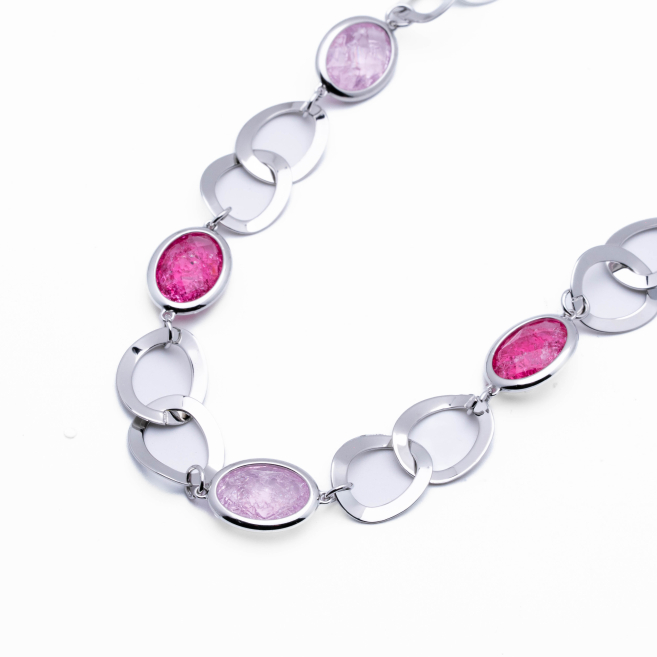 COLLAR ZO13941N PLATEADO ROSA Acero Inxidable 2D58
