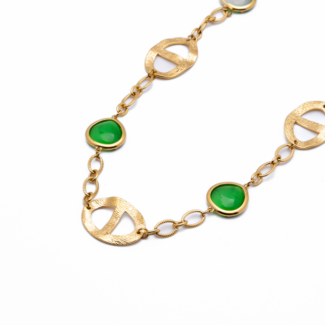 COLLAR ZO13489N DORADO VERDE Acero Inoxidable E59
