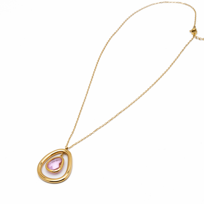 COLLAR ZO13859N DORADO BLANCO Acero Inoxidable 2D11
