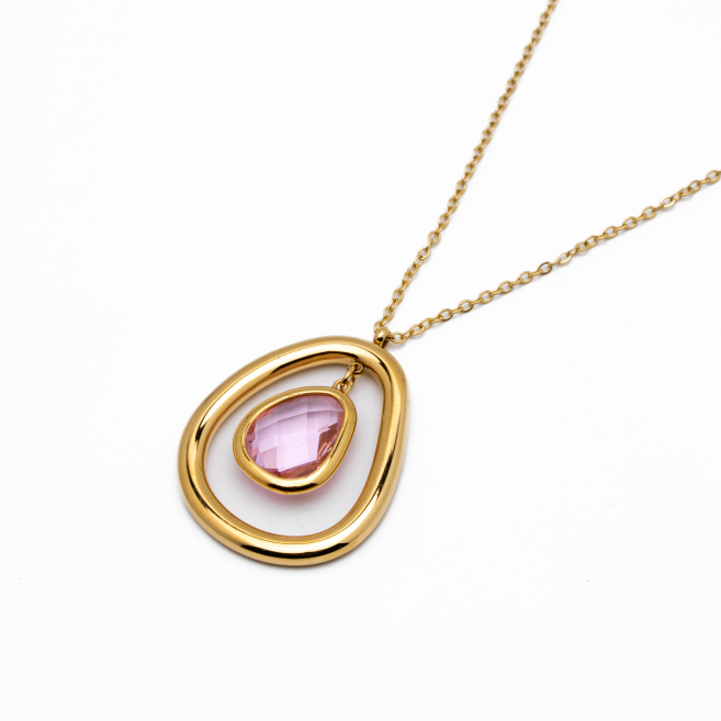 COLLAR ZO13859N DORADO BLANCO Acero Inoxidable 2D11
