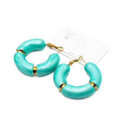 ARETES ZO13247E DORADO VERDE Acero Inoxidable F55