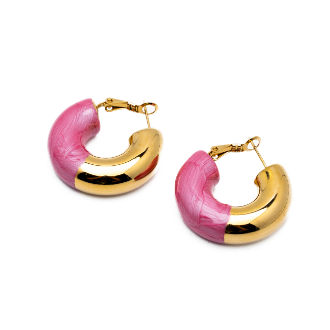 ARETES ZO13244E DORADO FUXIA Acero Inxidable F34