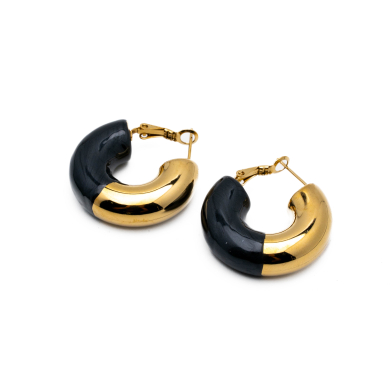 ARETES ZO13244E DORADO NEGRO Acero Inxidable F34