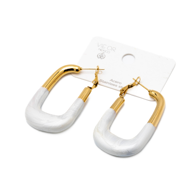ARETES ZO13246E DORADO BLANCO Acero Inoxidable F36