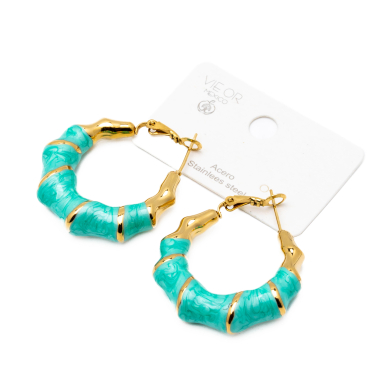 ARETES ZO13243E DORADO VERDE Acero Inoxidable F55