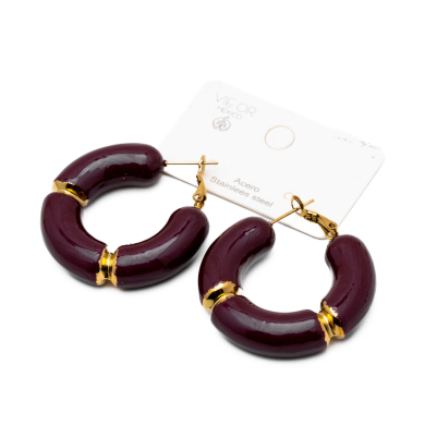 ARETES ZO13247E DORADO ROJO Acero Inoxidable F55