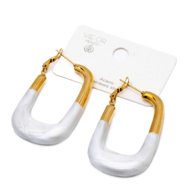 ARETES ZO13246E DORADO BLANCO Acero Inoxidable F36