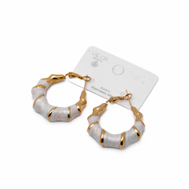 ARETES ZO13243E DORADO BLANCO Acero Inoxidable F55