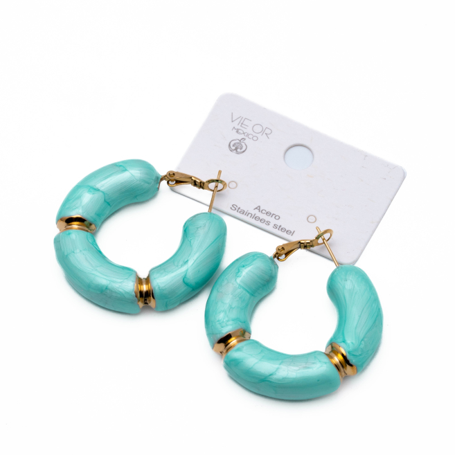 ARETES ZO13247E DORADO AZUL Acero Inoxidable F55