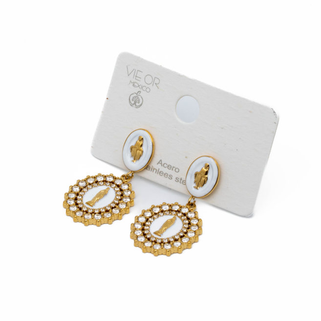 ARETES ZO13347E DORADO BLANCO Acero Inoxidable G36