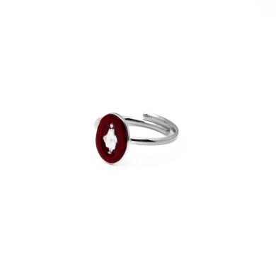 ANILLO ZO13348R Plateado Rojo Acero Inoxidable -A28