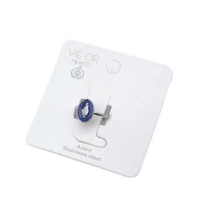ANILLO ZO13348R Plateado Azul Acero Inoxidable -A28
