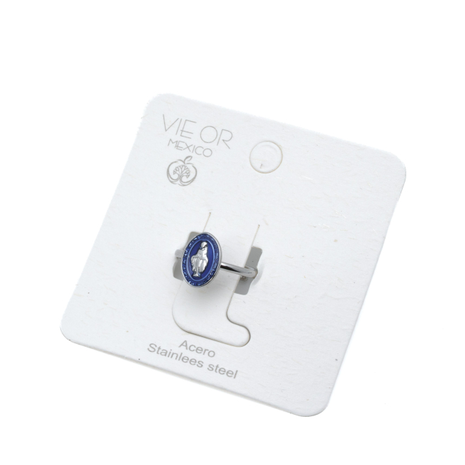 ANILLO ZO13348R Plateado Azul Acero Inoxidable -A28