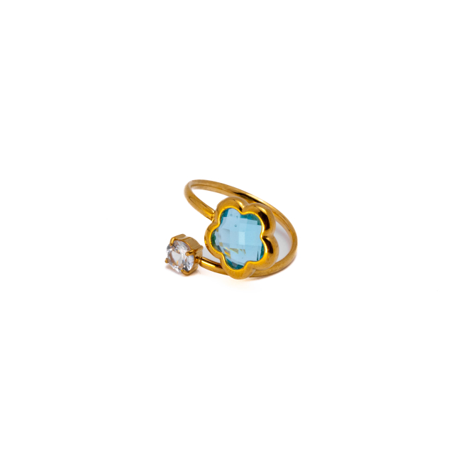 ANILLO ZO14521R/10MM DORADO AZUL Acero Inxidable A29