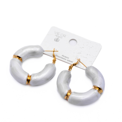 ARETES ZO13247E DORADO BLANCO Acero Inoxidable F55