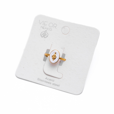 ANILLO ZO13348R Dorado Blanco Acero Inoxidable -A28