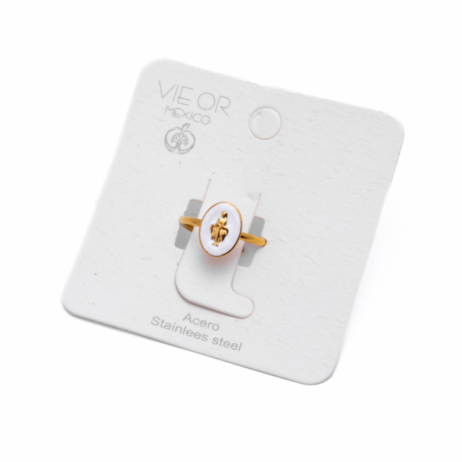 ANILLO ZO13348R Dorado Blanco Acero Inoxidable -A28