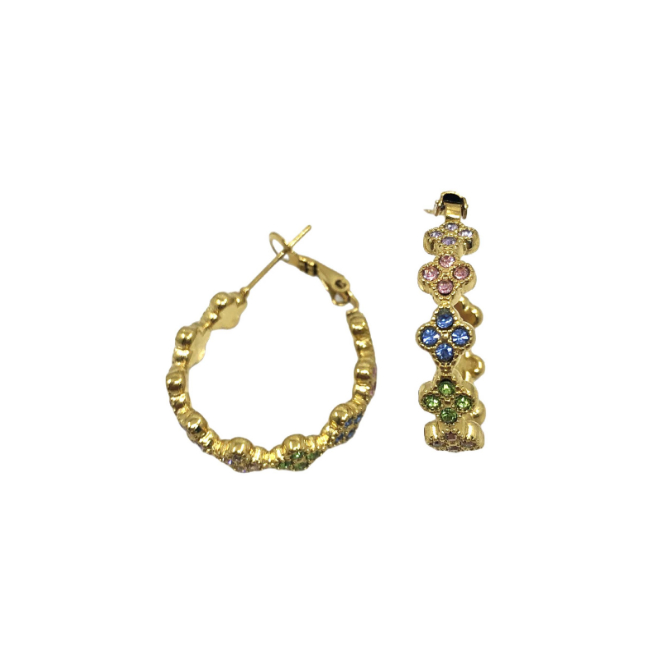 ARETES ZO13539E DORADO+AZUL Acero Inoxidable