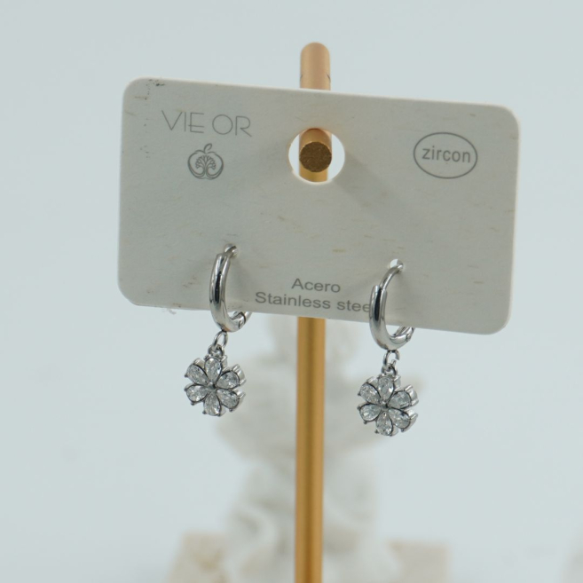ARETES ZO12309E PLATEADO Acero Inoxidable G23