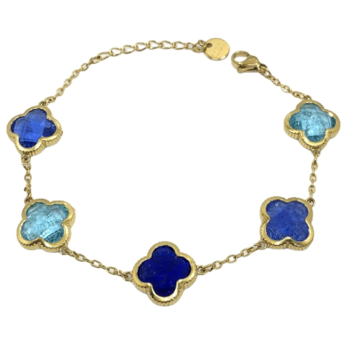 PULSERA ZO13946B DORADO+AZUL Acero Inoxidable