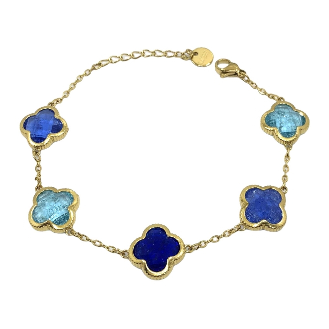 PULSERA ZO13946B DORADO+AZUL Acero Inoxidable