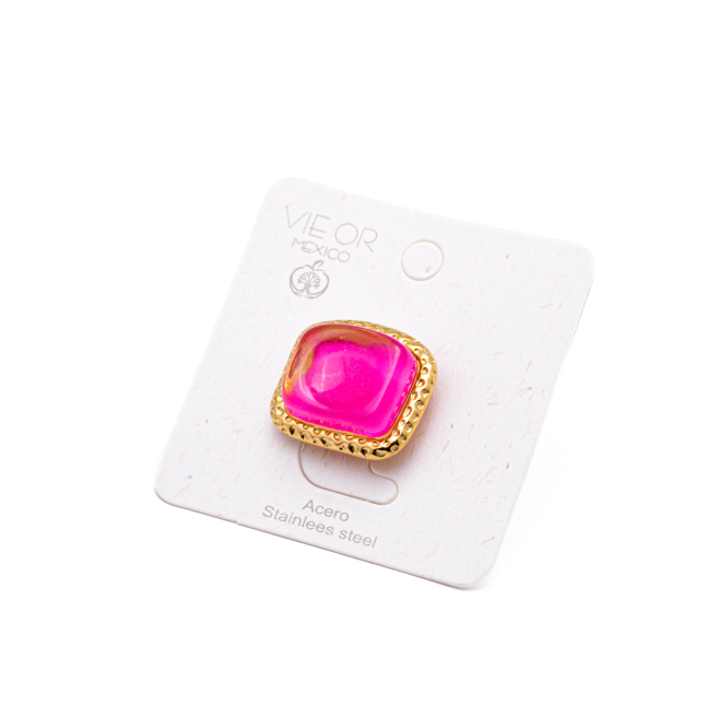 ANILLO ZO14208R DORADO+FUXIA Acero Inoxidable