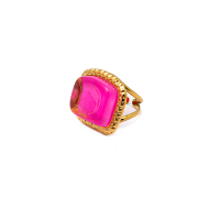 ANILLO ZO14208R DORADO+FUXIA Acero Inoxidable