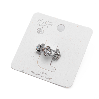 ANILLO ZO15099R PLATEADO+BLANCO Acero Inoxidable A42