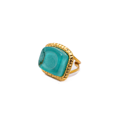 ANILLO ZO14208R DORADO+VERDE Acero Inoxidable