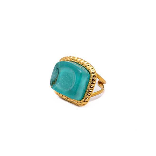 ANILLO ZO14208R DORADO+VERDE Acero Inoxidable
