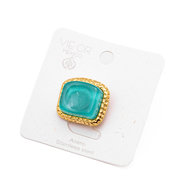 ANILLO ZO14208R DORADO+VERDE Acero Inoxidable