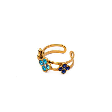 ANILLO ZO15099R DORADO+AZUL Acero Inoxidable A42
