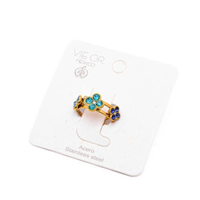 ANILLO ZO15099R DORADO+AZUL Acero Inoxidable A42