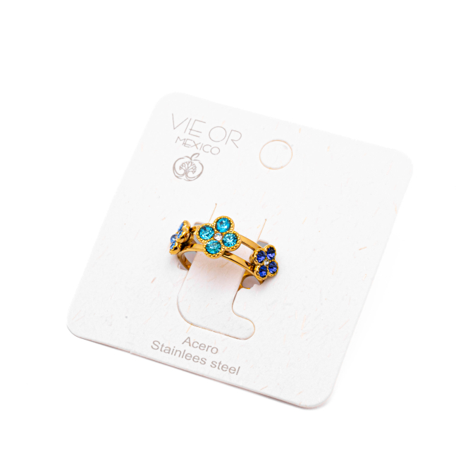 ANILLO ZO15099R DORADO+AZUL Acero Inoxidable A42