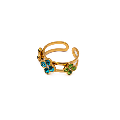 ANILLO ZO15099R DORADO+VERDE Acero Inoxidable A42