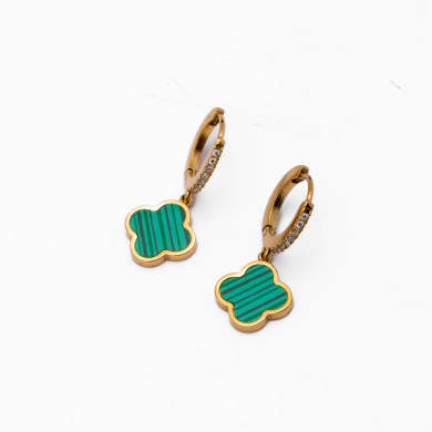 ARETES ZO14153E DORADO+VERDEAZUL Acero Inoxidable