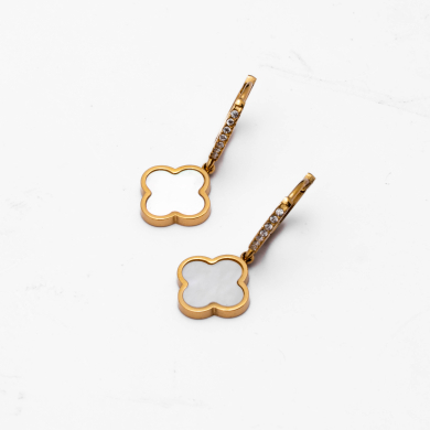 ARETES ZO14153E DORADO+BLANCO Acero Inoxidable