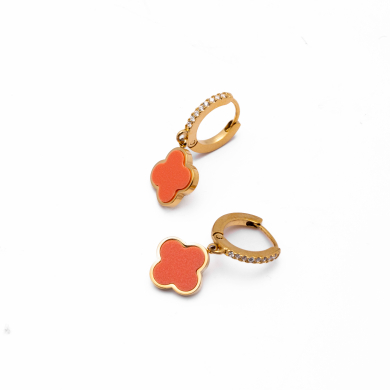 ARETES ZO14153E DORADO+NARANJA Acero Inoxidable