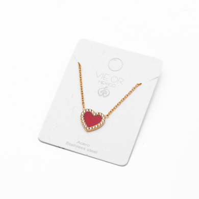 COLLAR ZO12111N DORADO+ROJO Acero Inoxidable E21