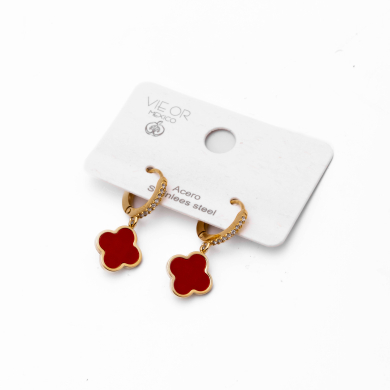 ARETES ZO14153E DORADO+ROJO Acero Inoxidable G35