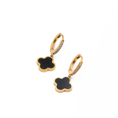 ARETES ZO14153E DORADO+NEGRO Acero Inoxidable