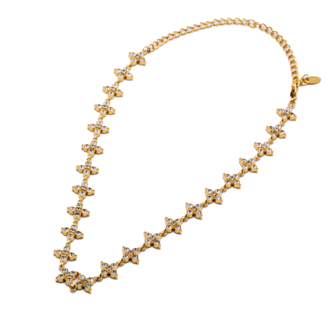COLLAR ZO15147N DORADO+BLANCO Acero Inoxidable E410
