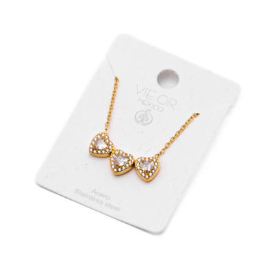 COLLAR ZO14967N DORADO+BLANCO Acero Inoxidable 2D21